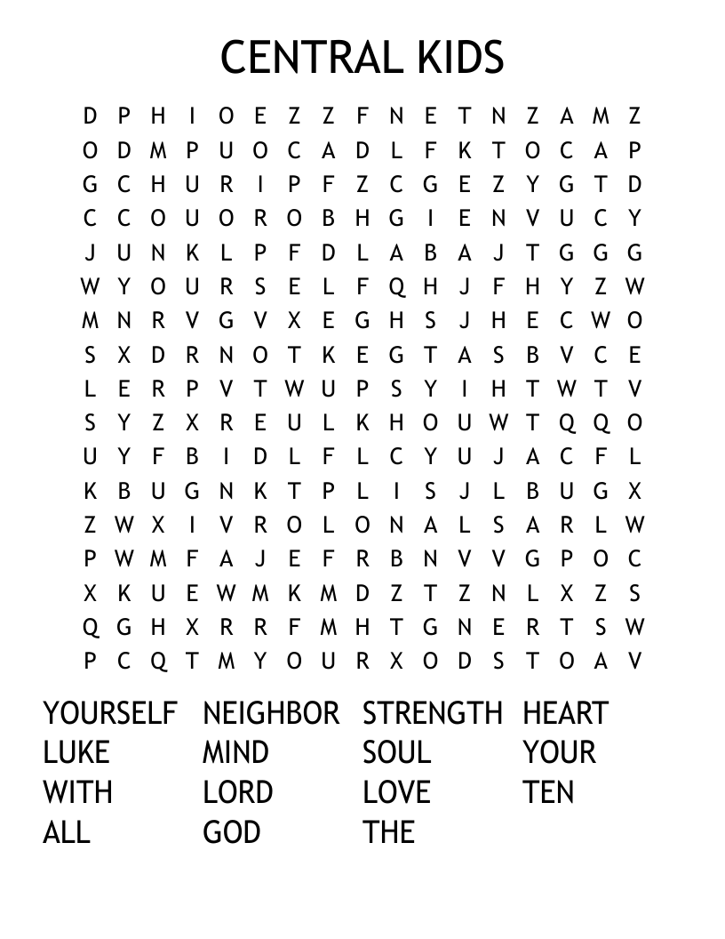 CENTRAL KIDS  Word Search