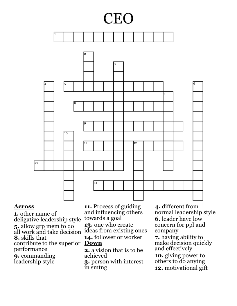 CEO Crossword
