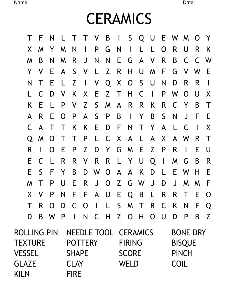 CERAMICS  Word Search