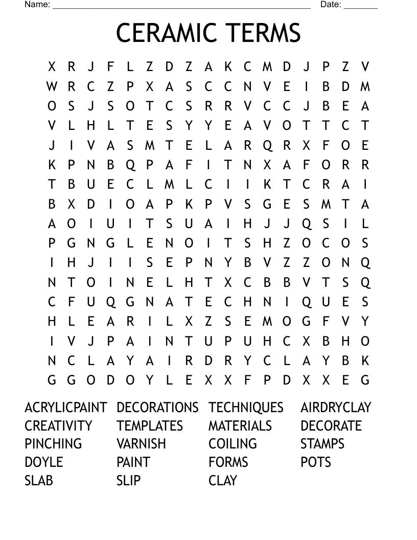 CERAMIC TERMS Word Search