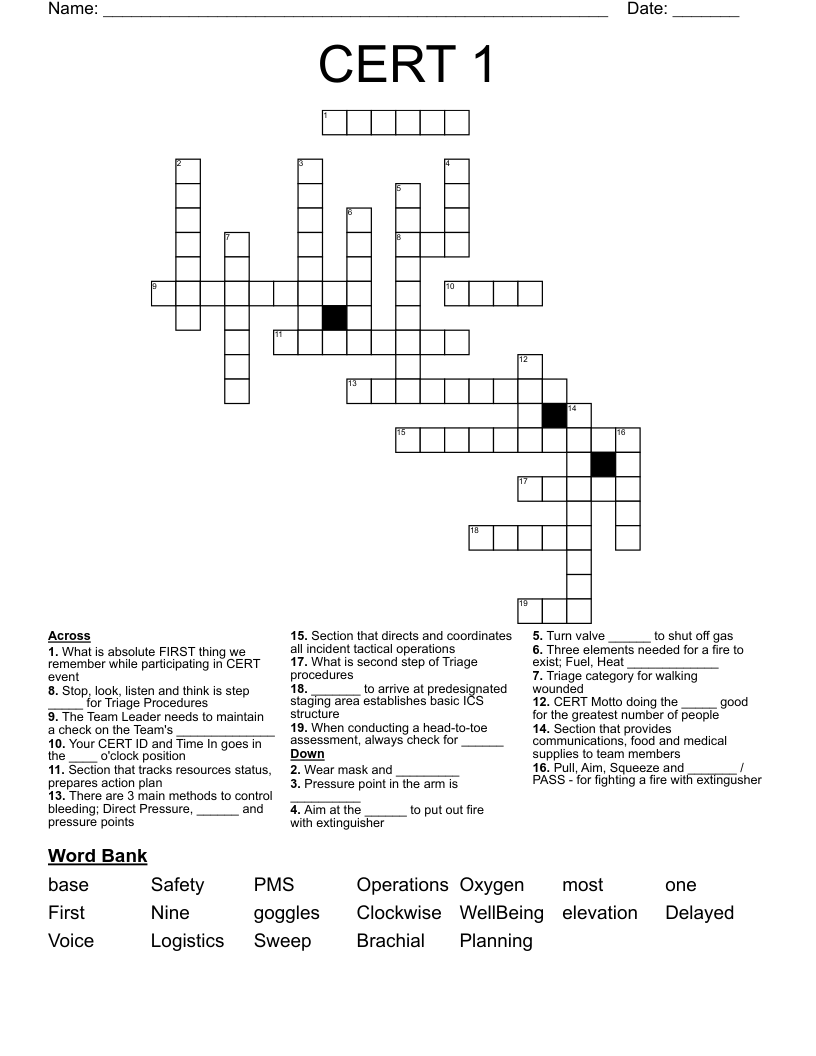 CERT 1 Crossword