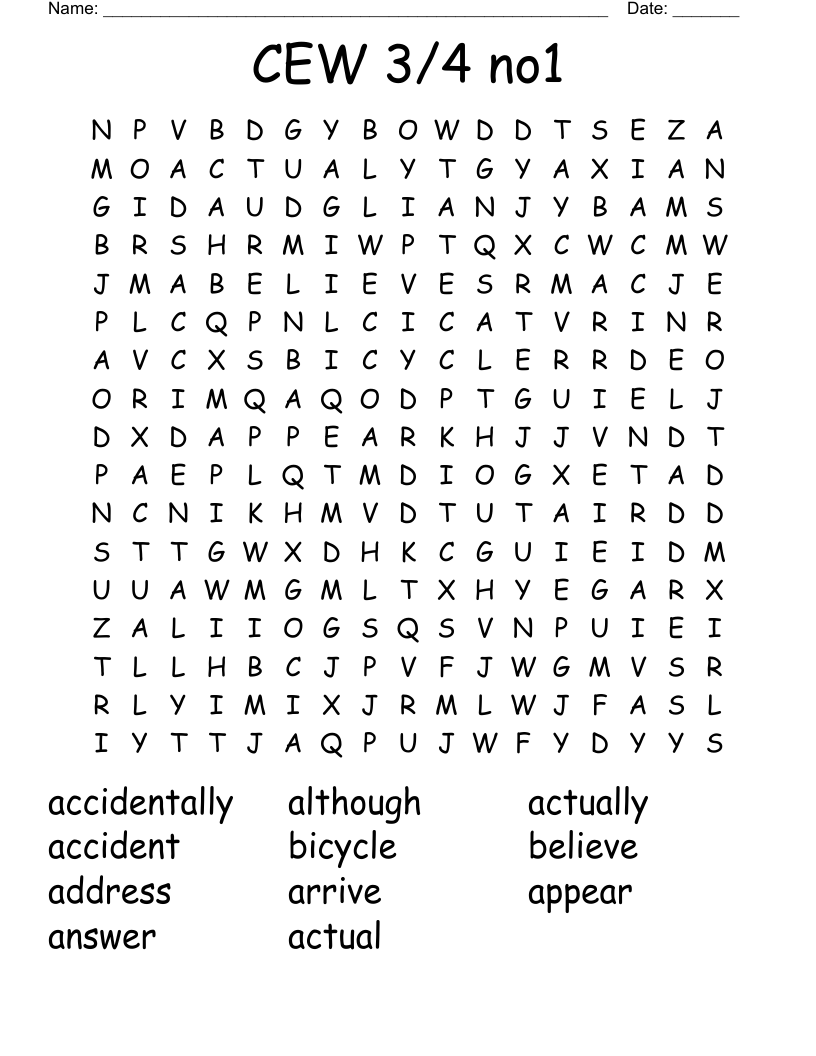 CEW 3/4 no1 Word Search