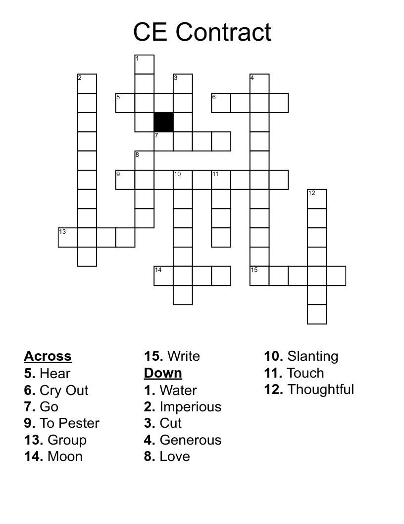 CE Contract Crossword