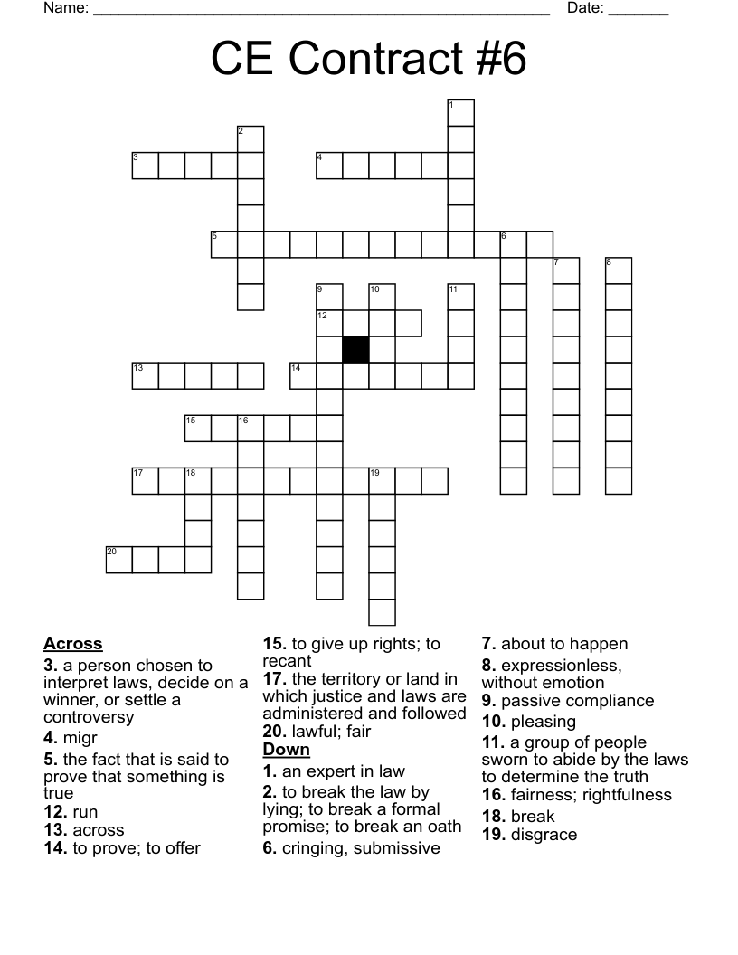 CE Contract #6 Crossword