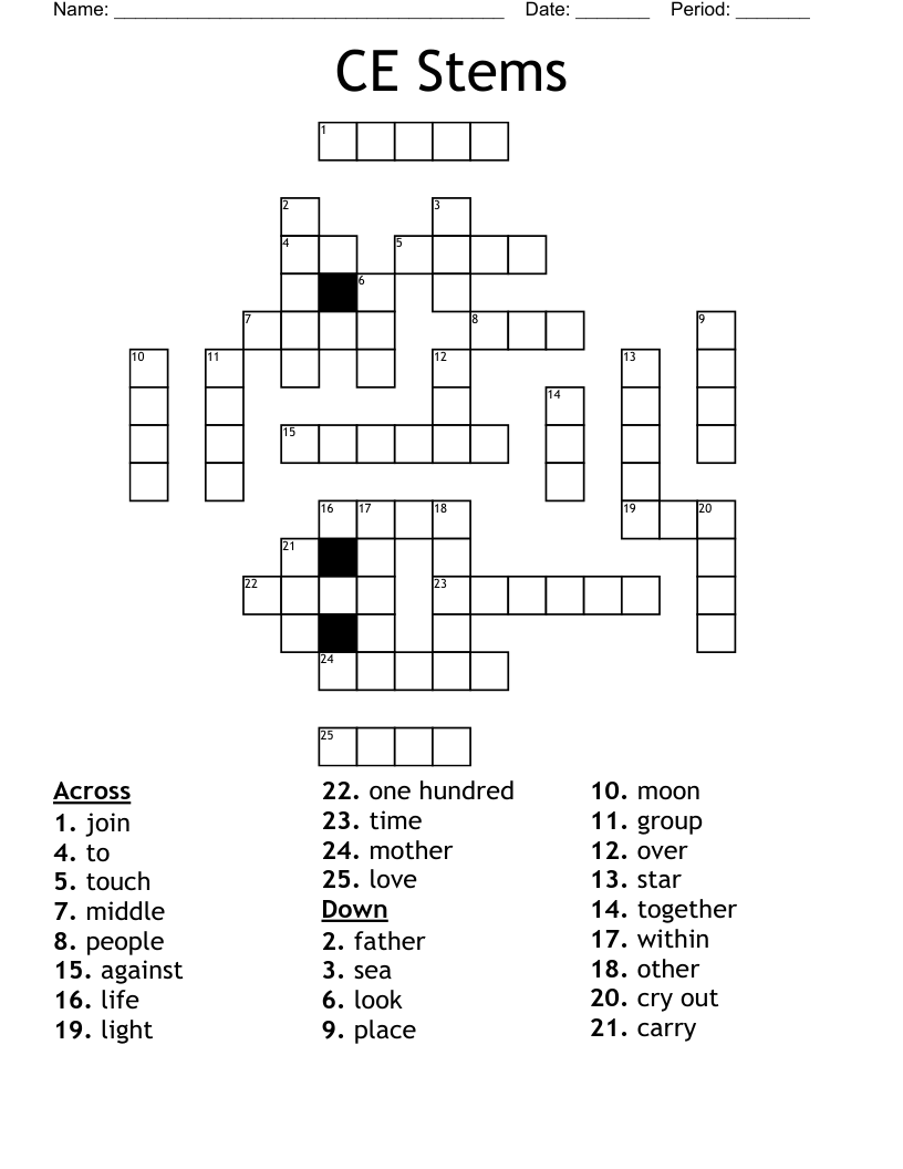 CE Stems Crossword