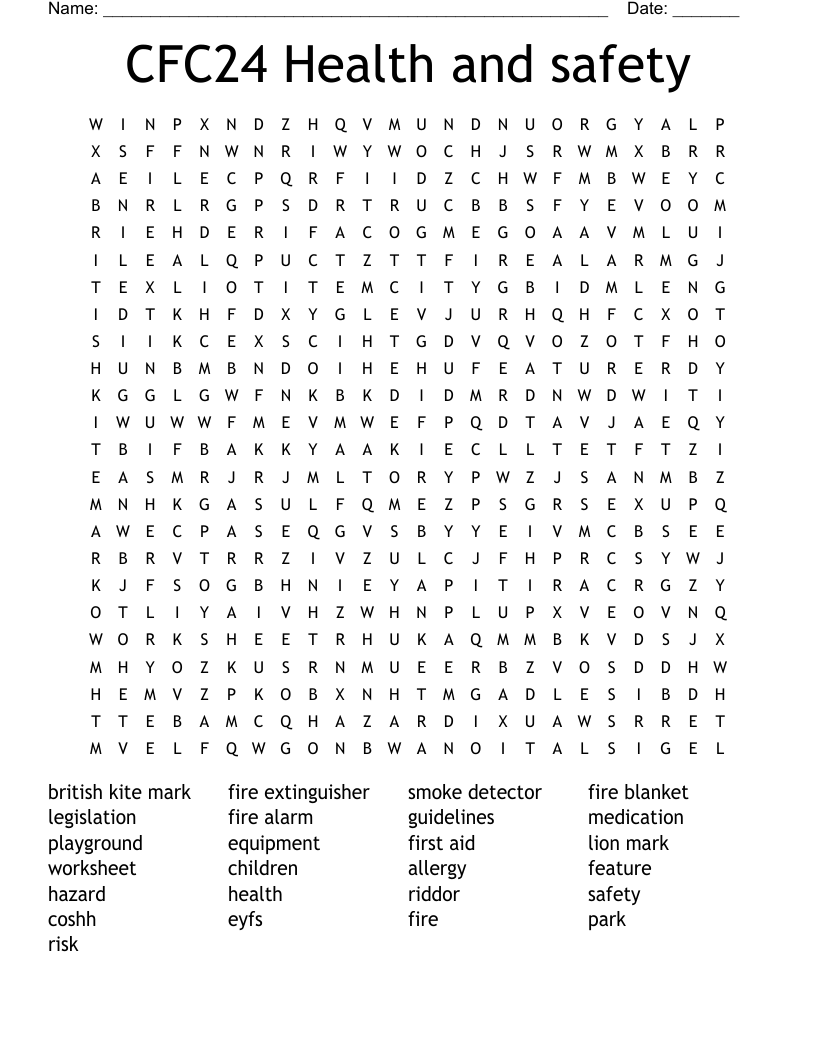 CFC24 Health and safety Word Search