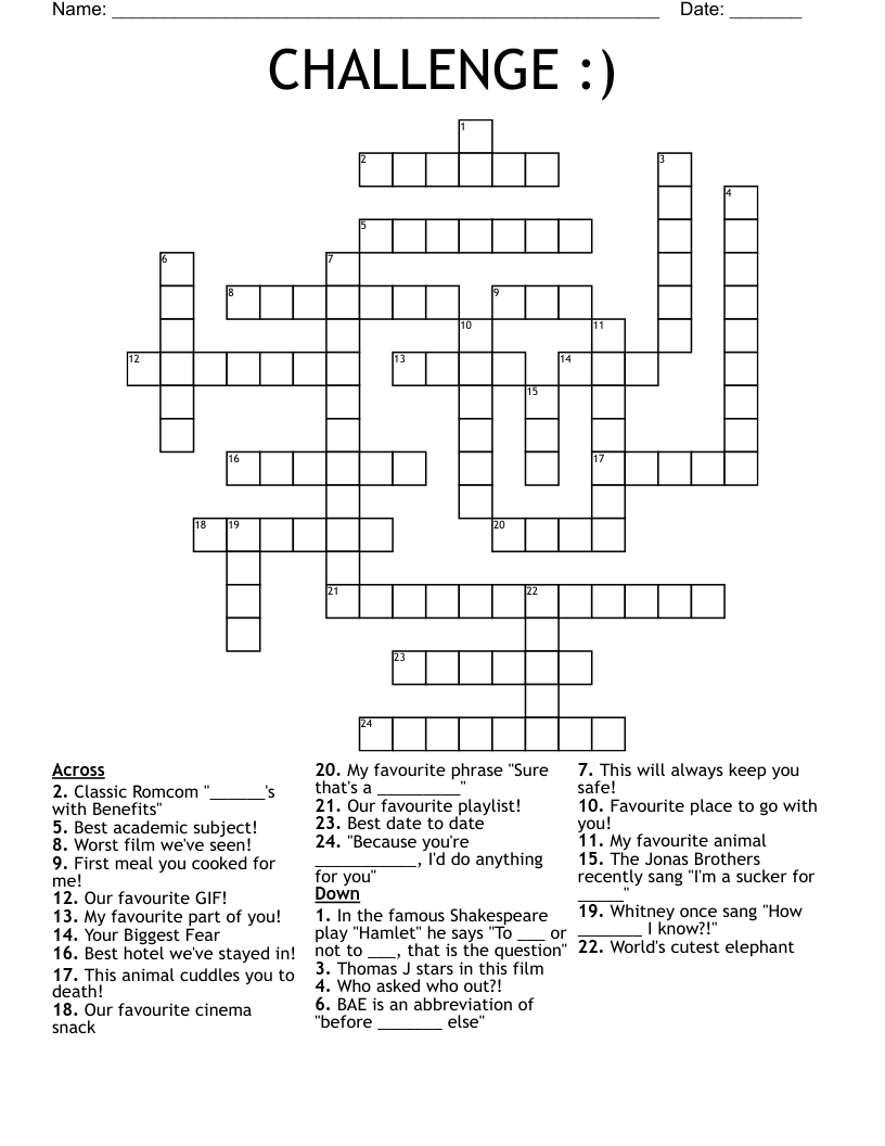 CHALLENGE :) Crossword