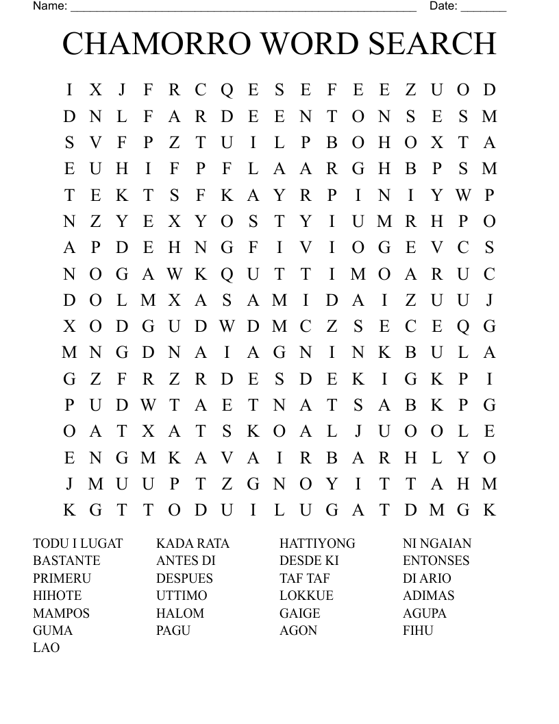 CHAMORRO WORD SEARCH 