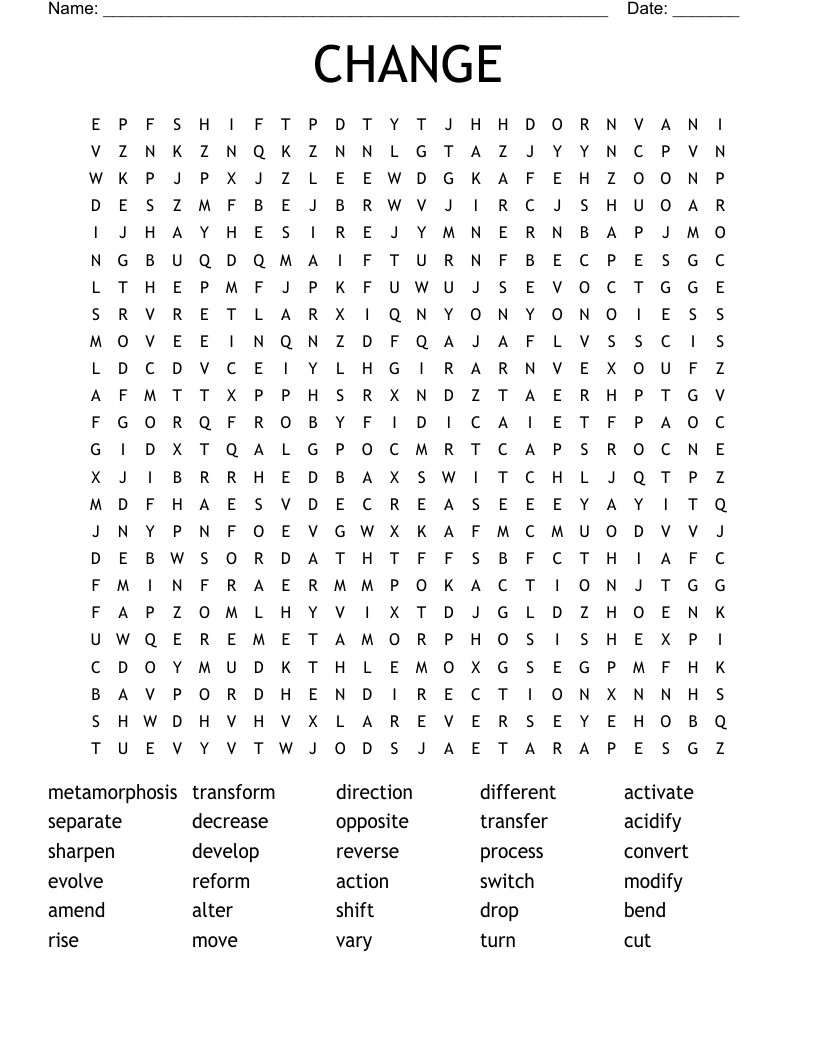 CHANGE Word Search