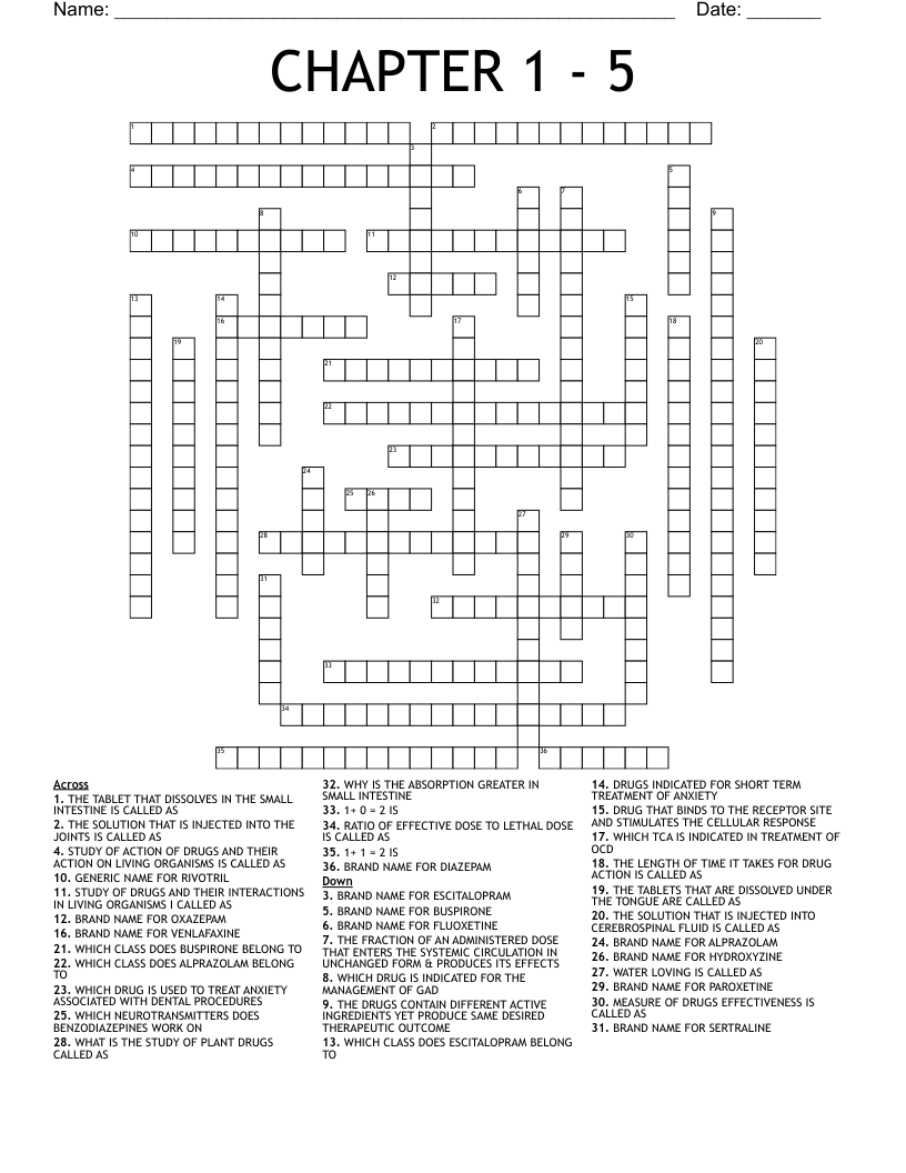 CHAPTER 1 - 5 Crossword