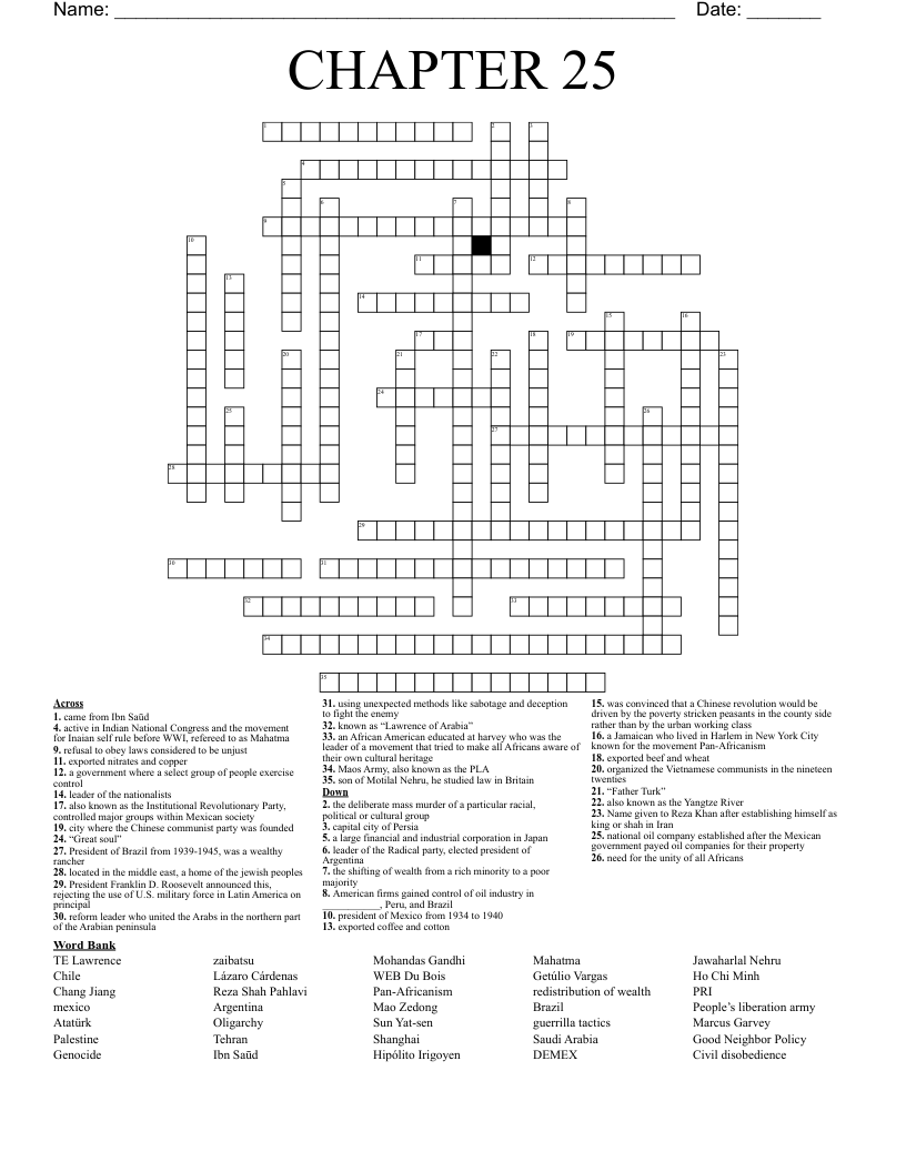 CHAPTER 25 Crossword