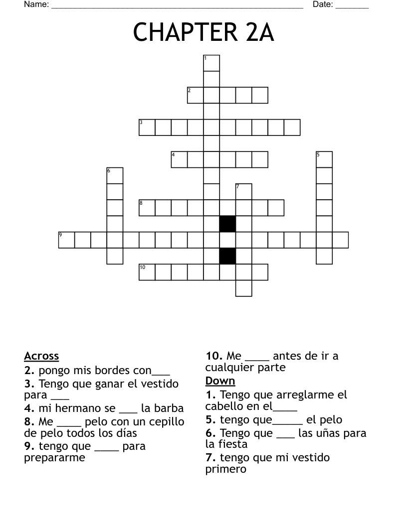 CHAPTER 2A Crossword