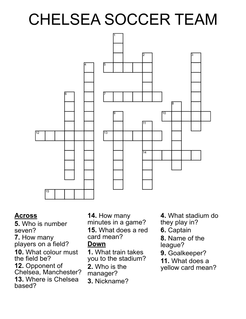CHELSEA SOCCER TEAM Crossword