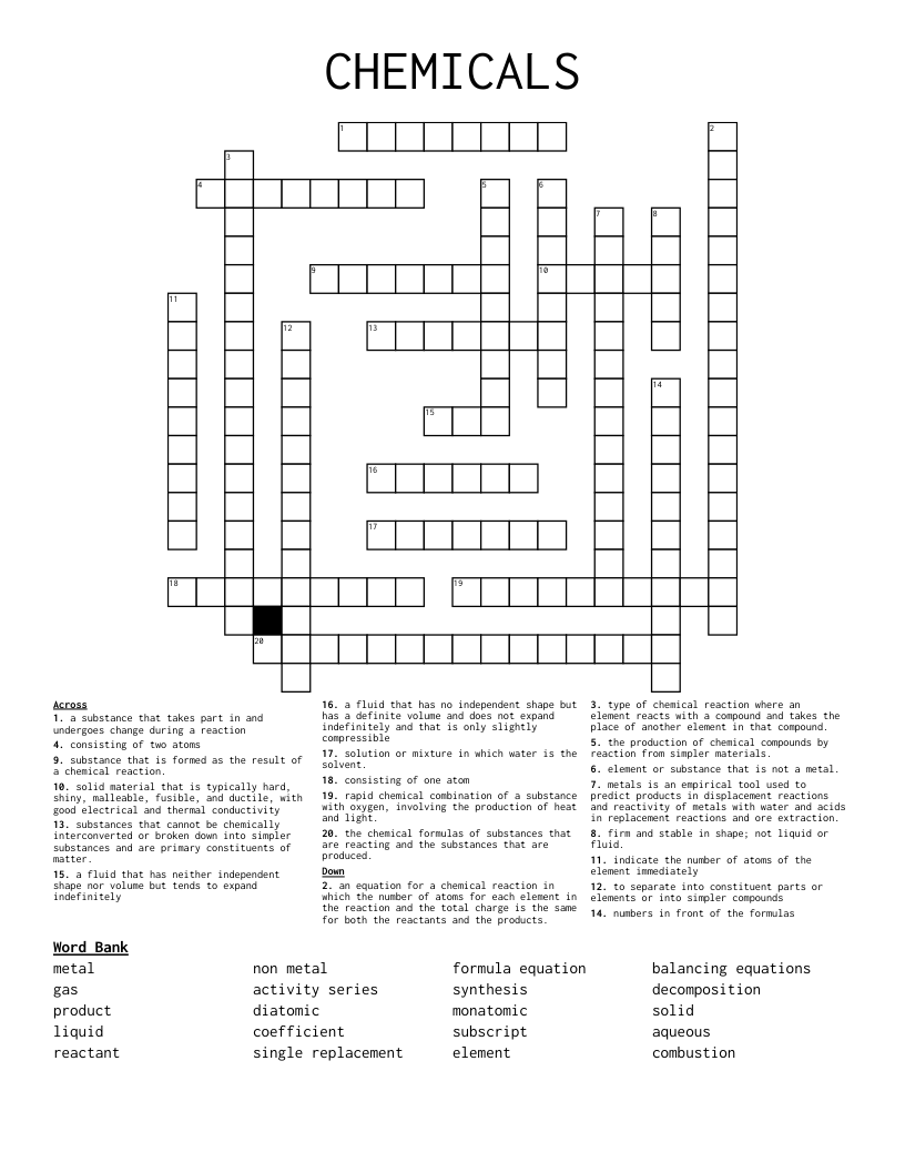 CHEMICALS  Crossword