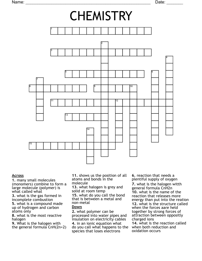 CHEMISTRY Crossword