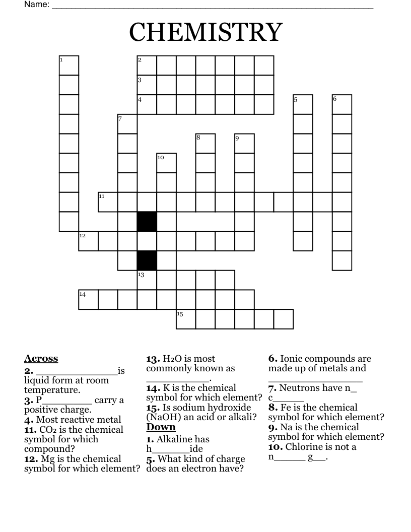 CHEMISTRY Crossword