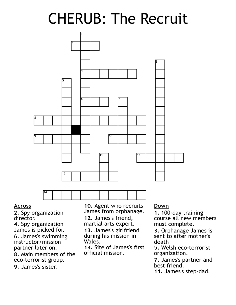CHERUB: The Recruit Crossword