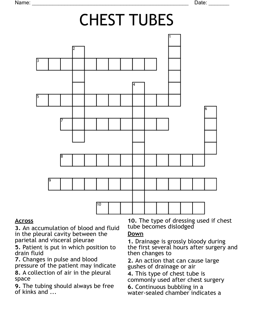 CHEST TUBES Crossword