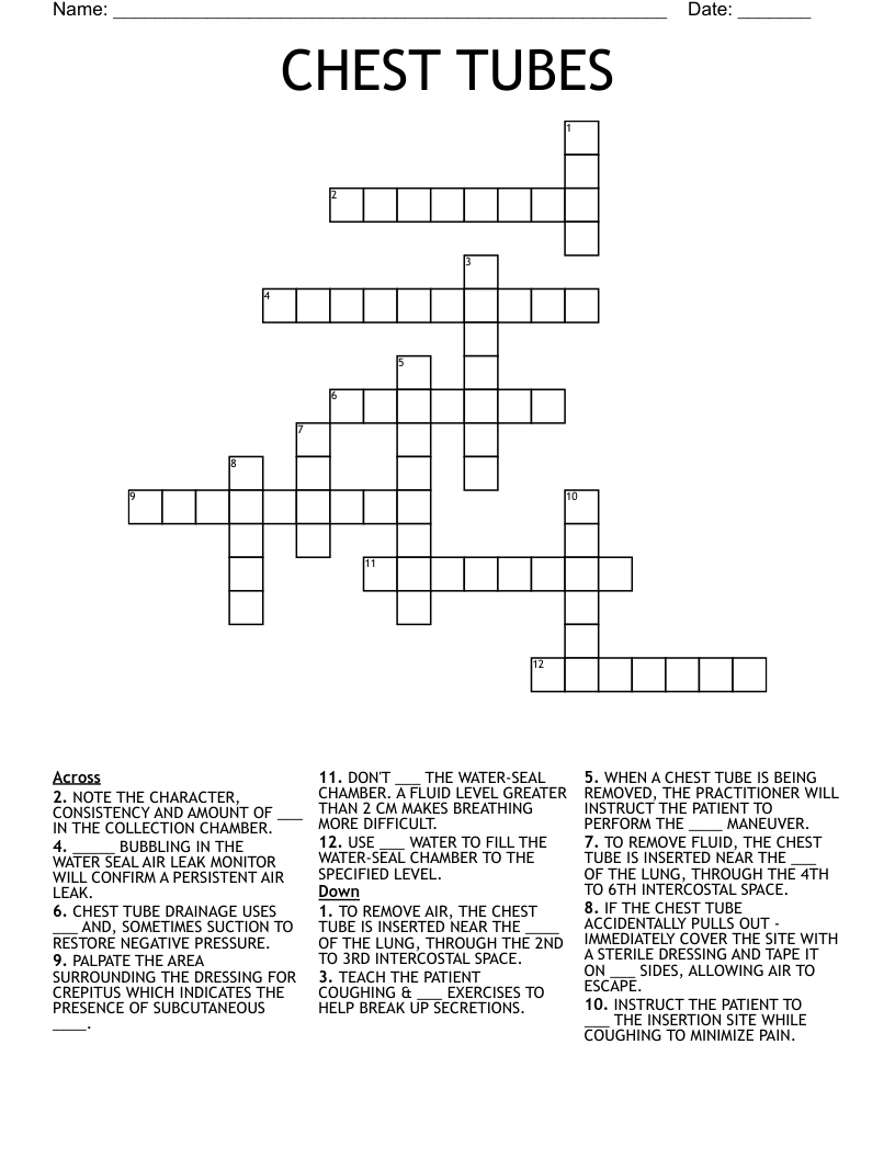 CHEST TUBES Crossword