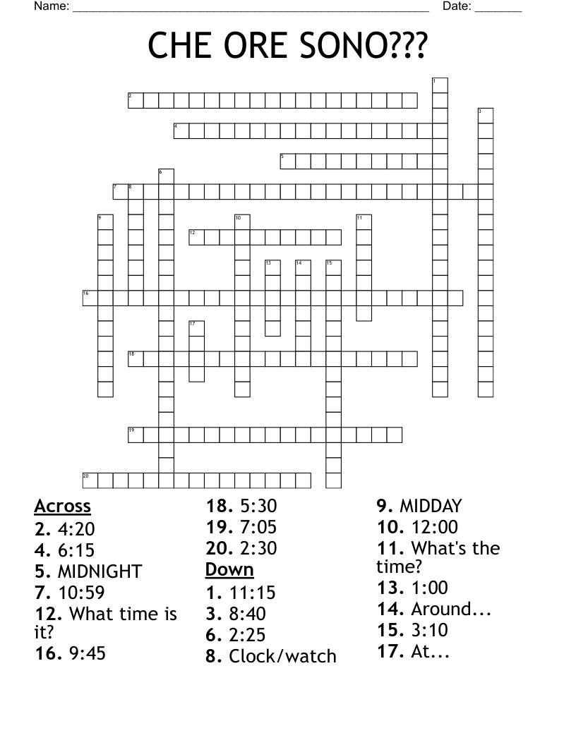 CHE ORE SONO??? Crossword