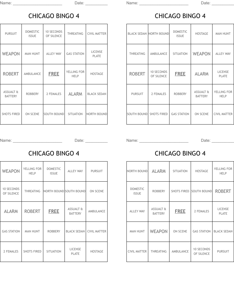 CHICAGO BINGO 4
