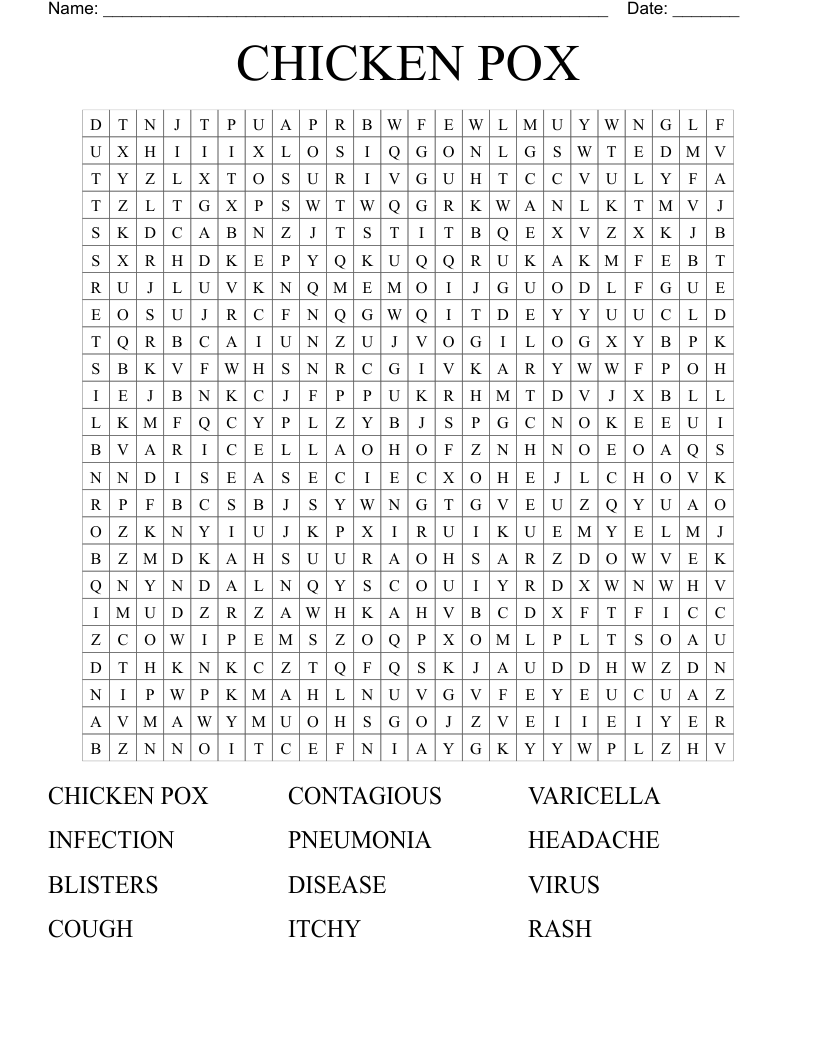 CHICKEN POX Word Search