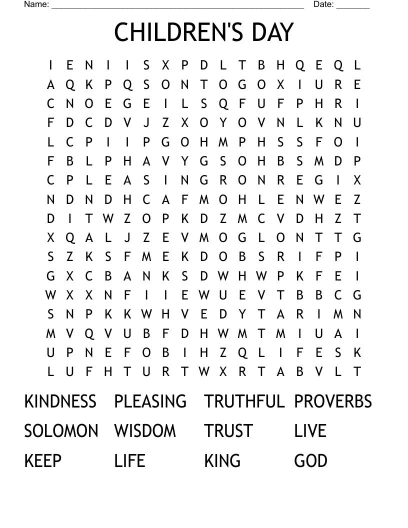 CHILDREN'S DAY Word Search