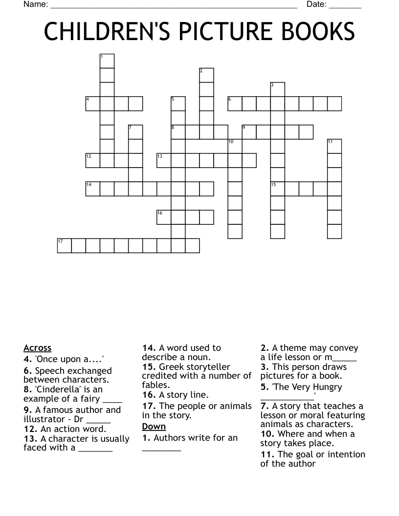 CHILDREN'S PICTURE BOOKS Crossword