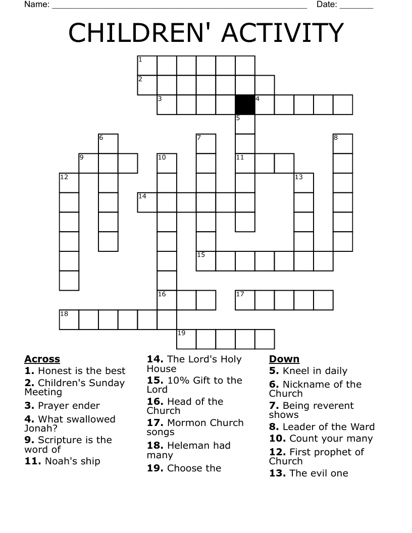 CHILDREN' ACTIVITY Crossword