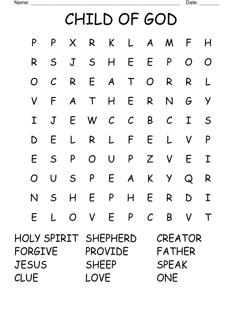 CHILD OF GOD Word Search
