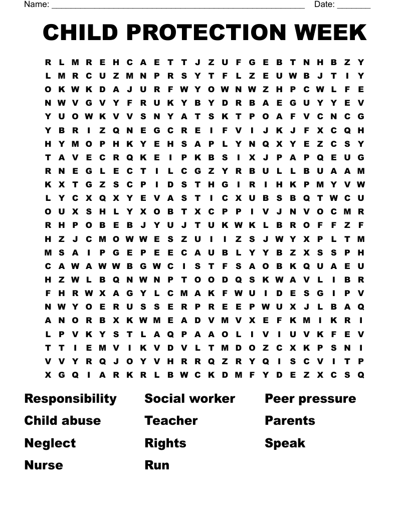 CHILD PROTECTION WEEK Word Search