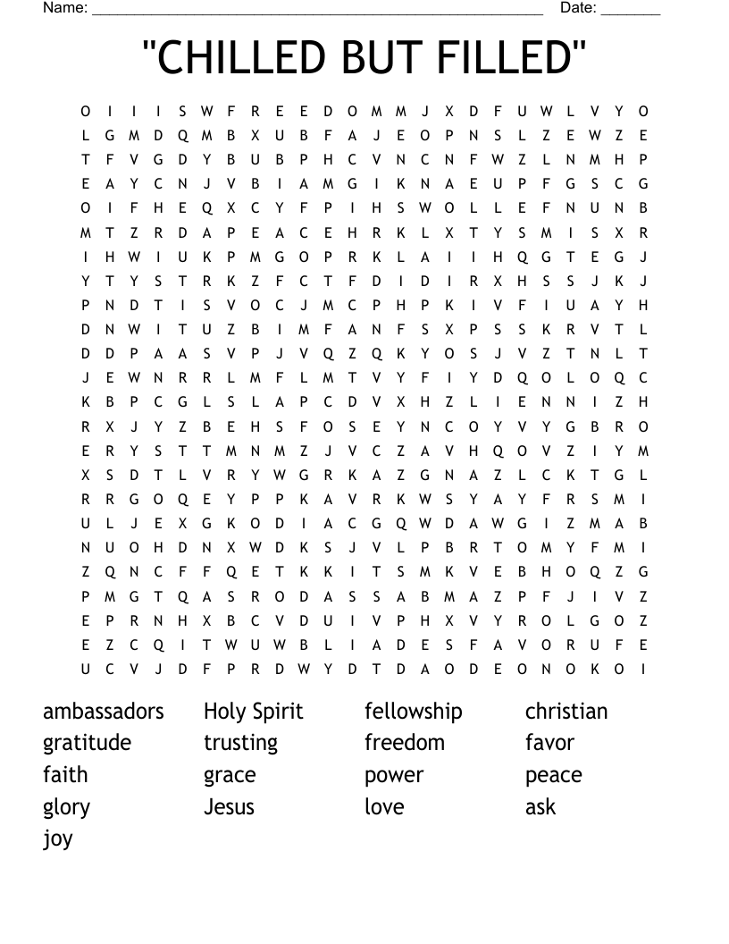 "CHILLED BUT FILLED" Word Search