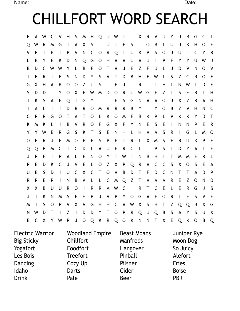 CHILLFORT WORD SEARCH