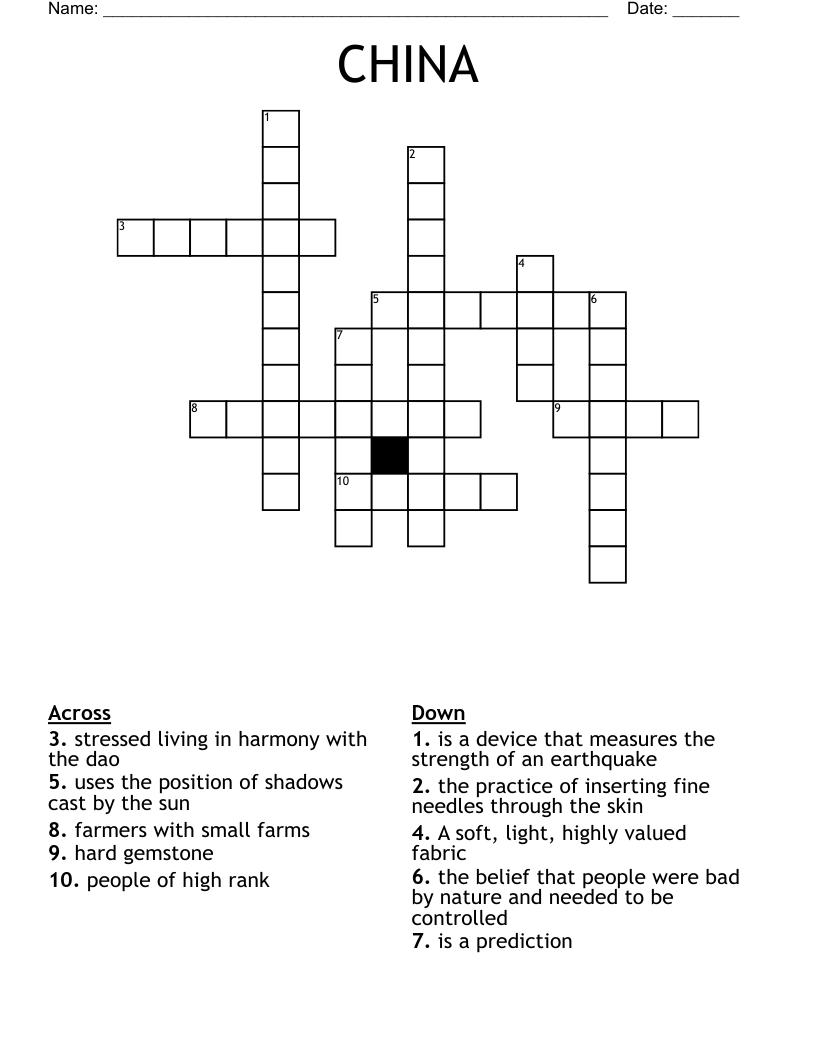 CHINA Crossword