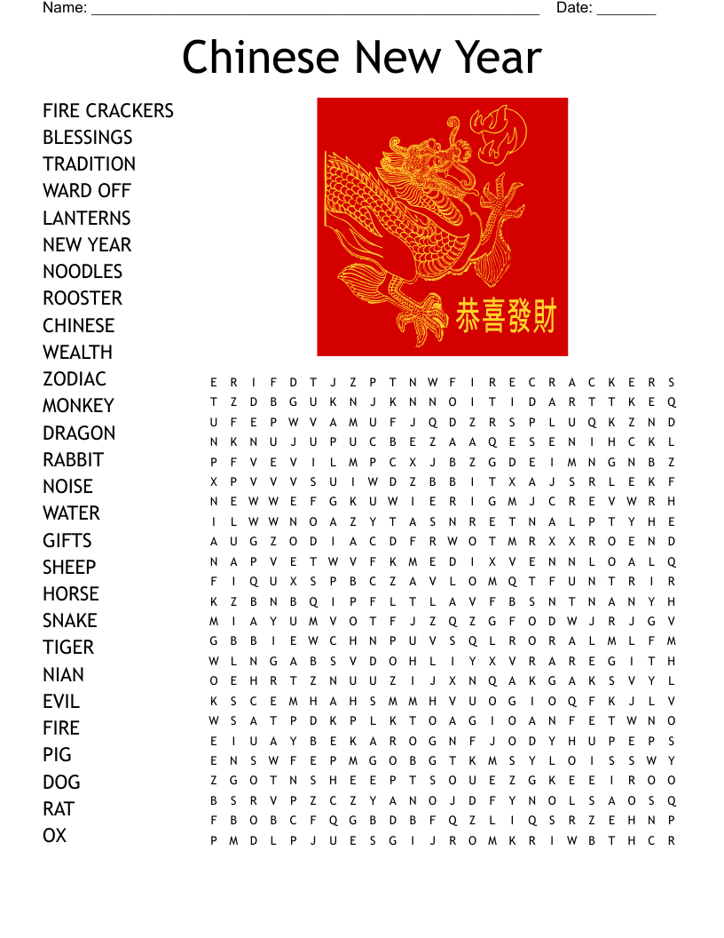 Chinese New Year Word Search