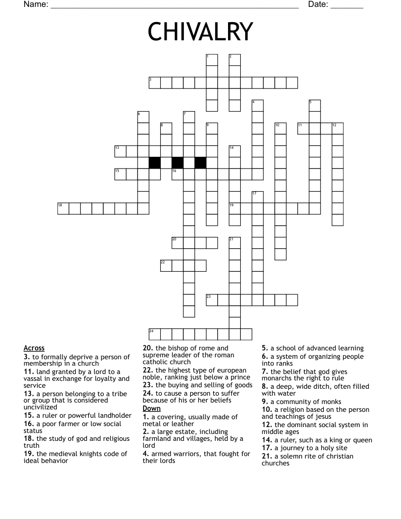 CHIVALRY Crossword