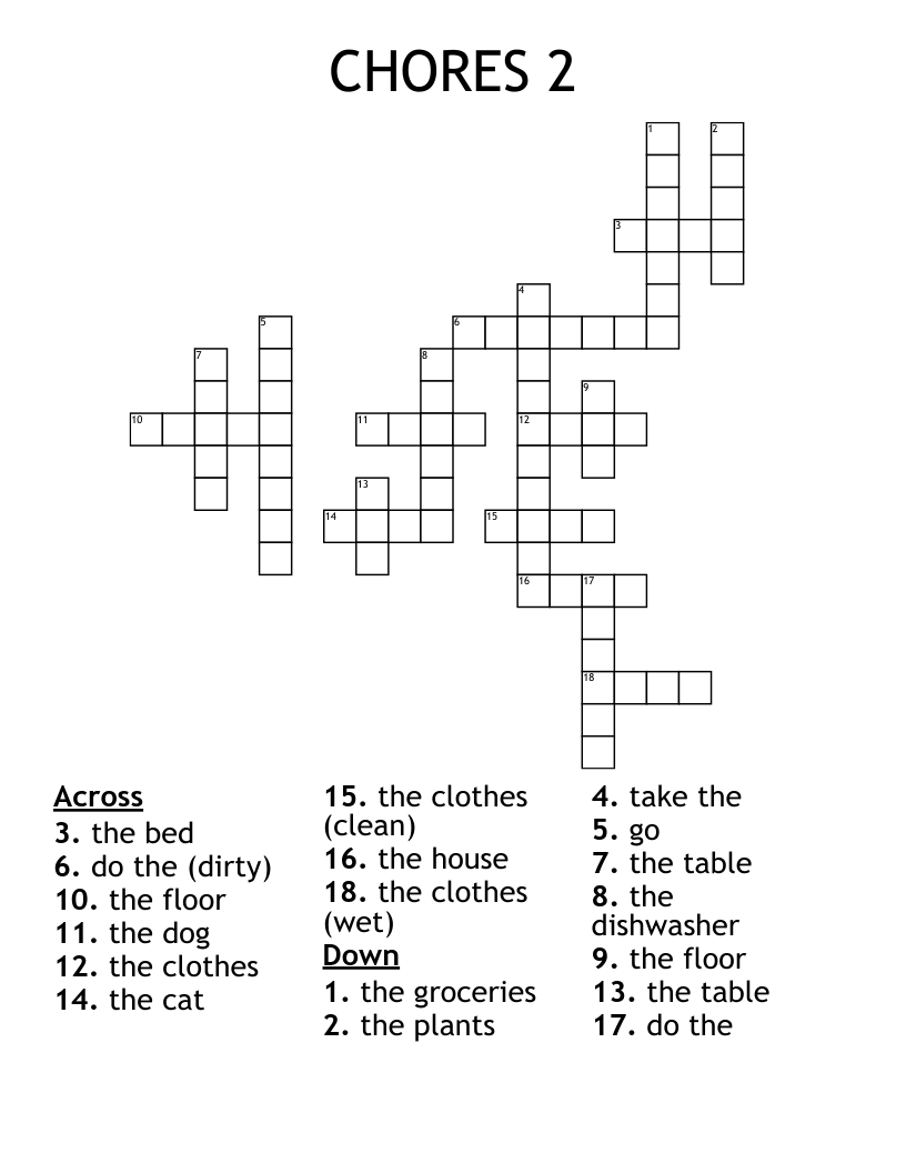 CHORES 2 Crossword