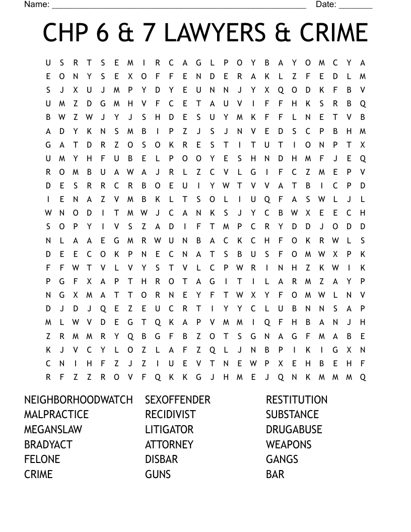 CHP 6 & 7 LAWYERS & CRIME Word Search