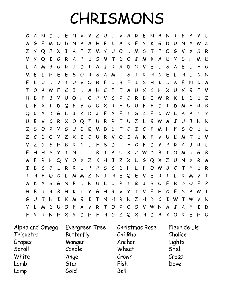 CHRISMONS Word Search