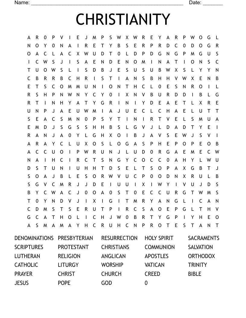 CHRISTIANITY Word Search