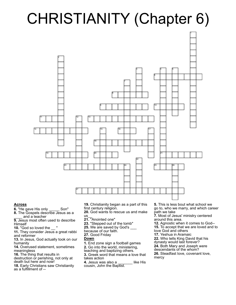 CHRISTIANITY (Chapter 6) Crossword