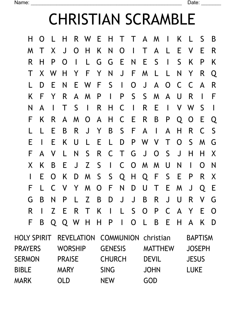 CHRISTIAN SCRAMBLE Word Search
