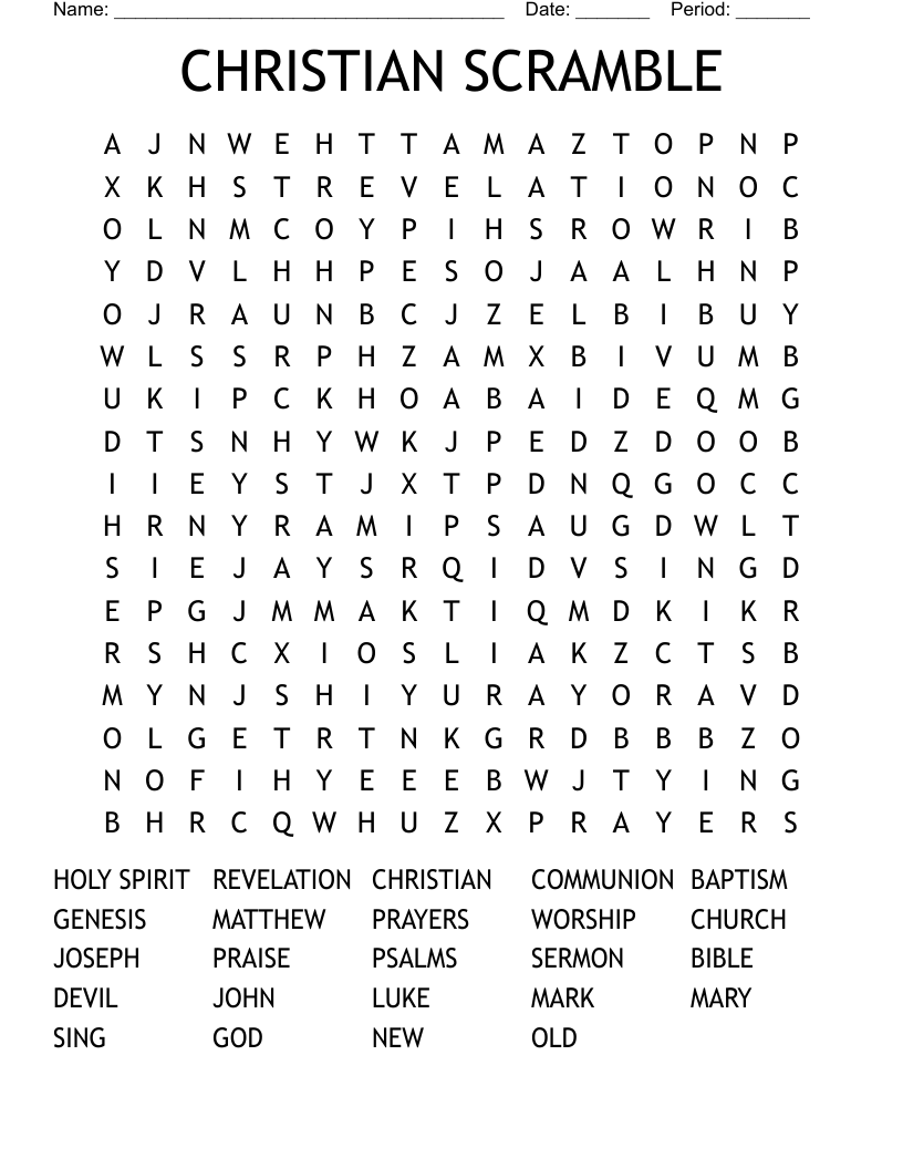 CHRISTIAN  SCRAMBLE Word Search