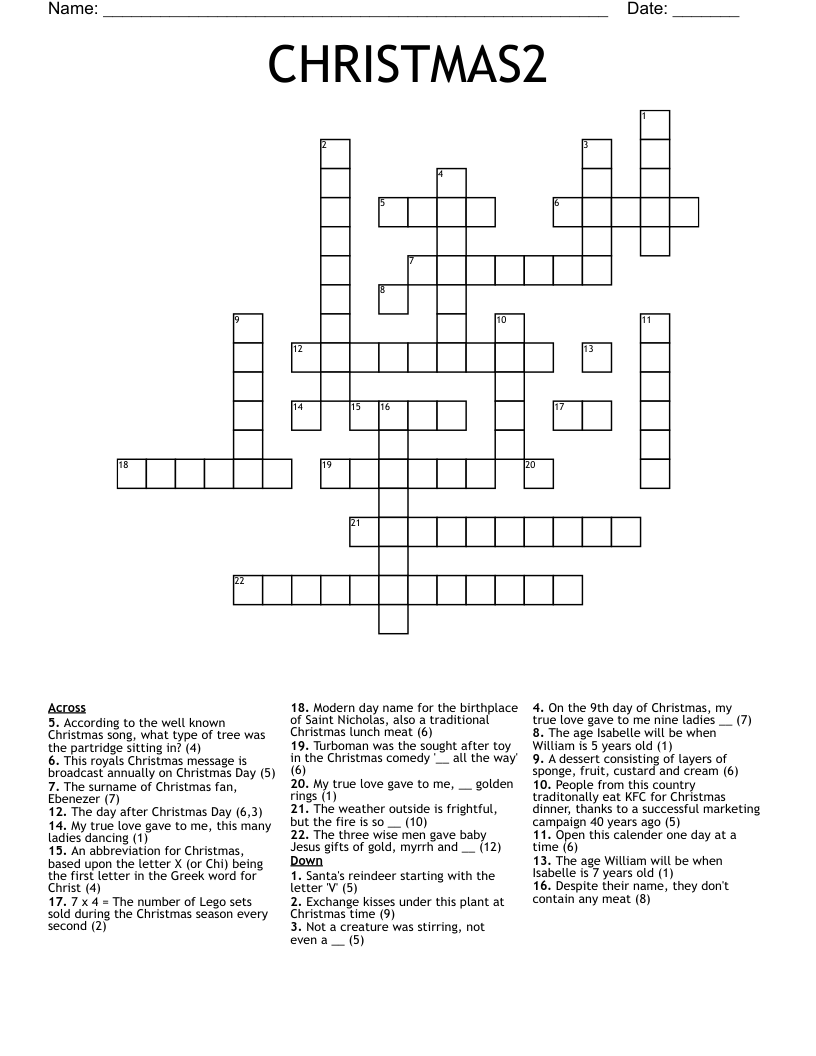 CHRISTMAS2 Crossword