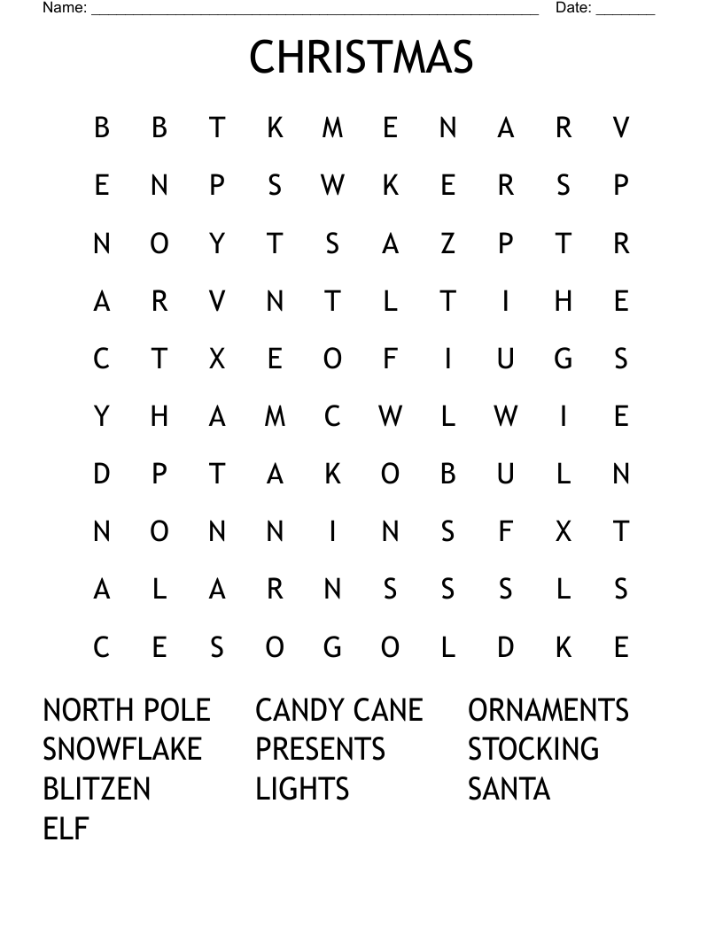 CHRISTMAS Word Search