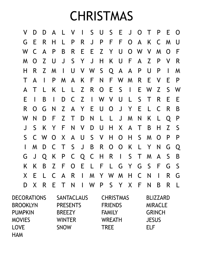 CHRISTMAS Word Search