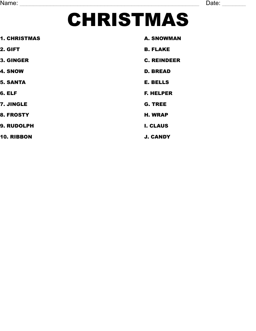 CHRISTMAS Worksheet