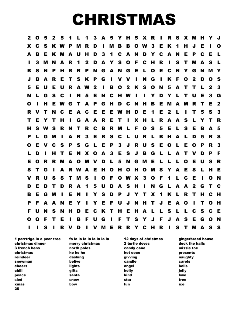 CHRISTMAS Word Search