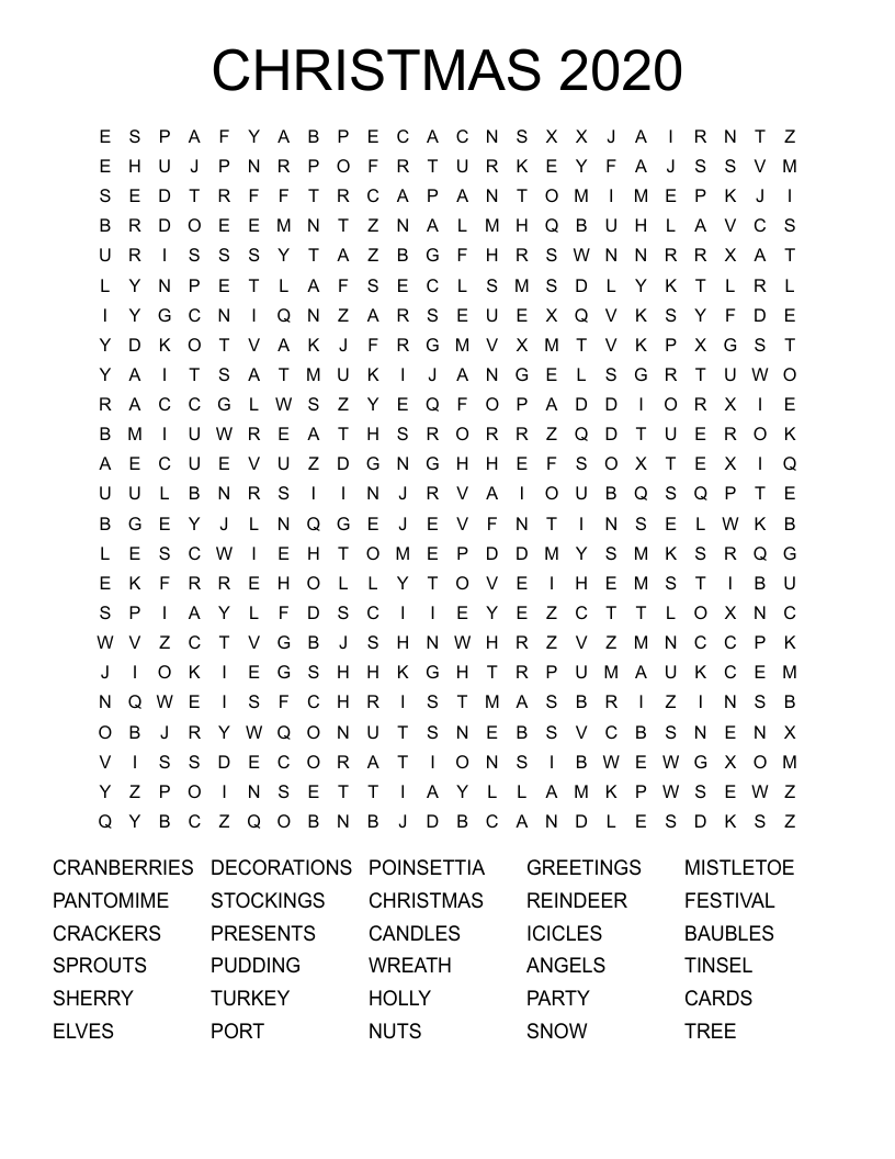 CHRISTMAS 2020 Word Search
