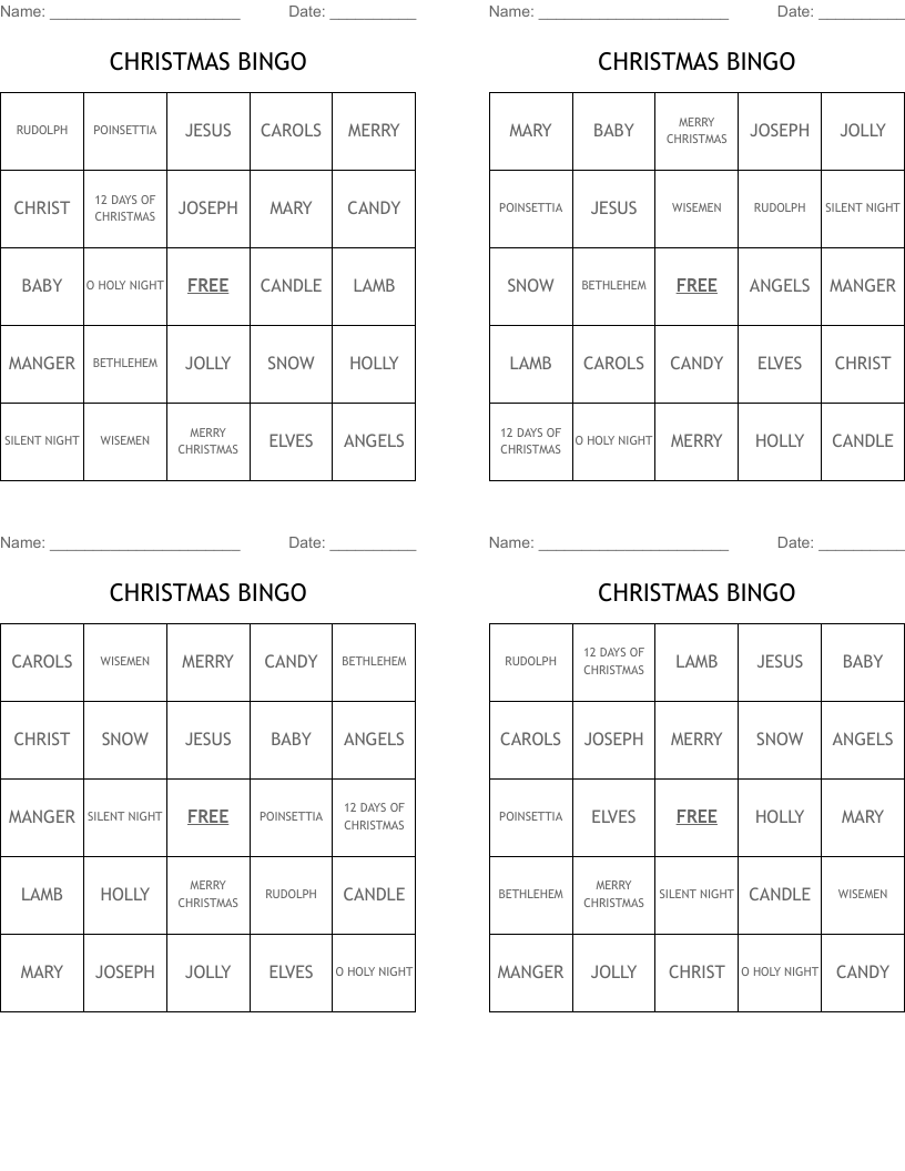 CHRISTMAS BINGO